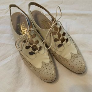 Salvatore Ferragamo bowler shoes in white